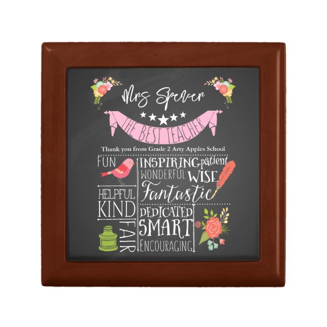 Teacher Thank you gift keepsake trinket Box (Front)