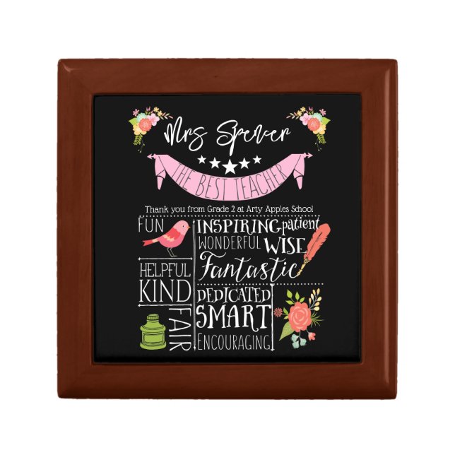 Teacher Thank you gift keepsake trinket Box (Front)
