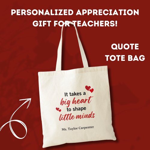 Teacher Thank You Gift Quote Custom Tote Bag