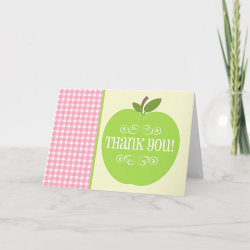 Teacher Thank You Green Apple Pink Gingham