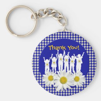 Teacher Thank You Key Chain with Daisies and Kids