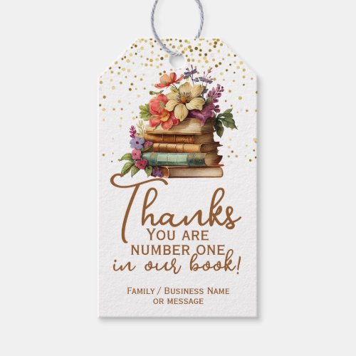 Teacher Thank You Number One Book Gift Tags