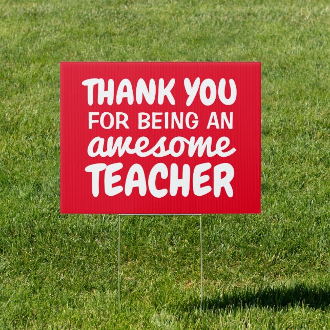 Teacher thank you personalized red yard sign (Insitu)