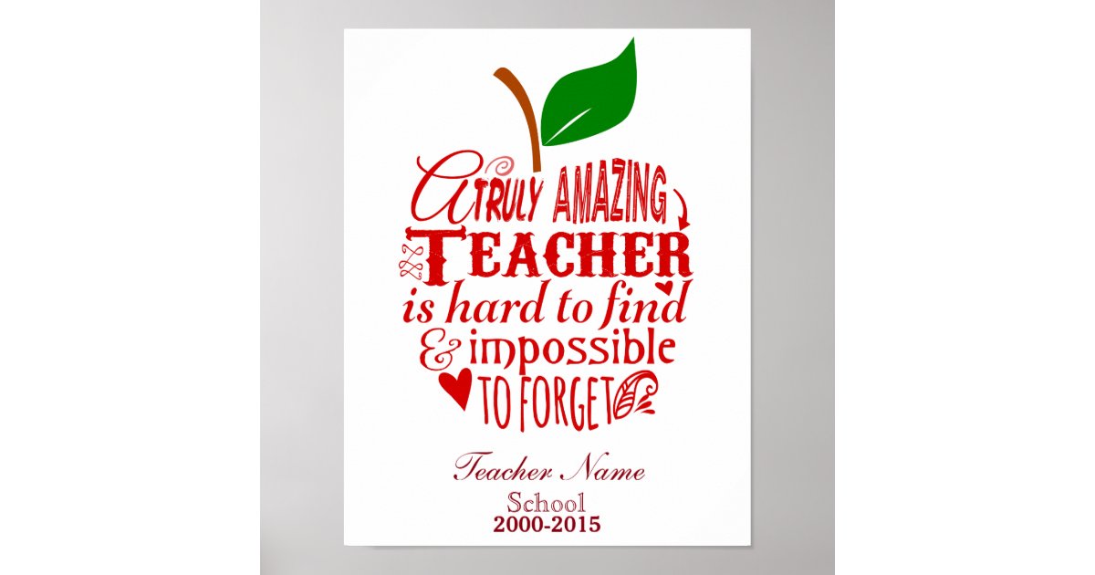 teacher thank you poster print zazzlecom