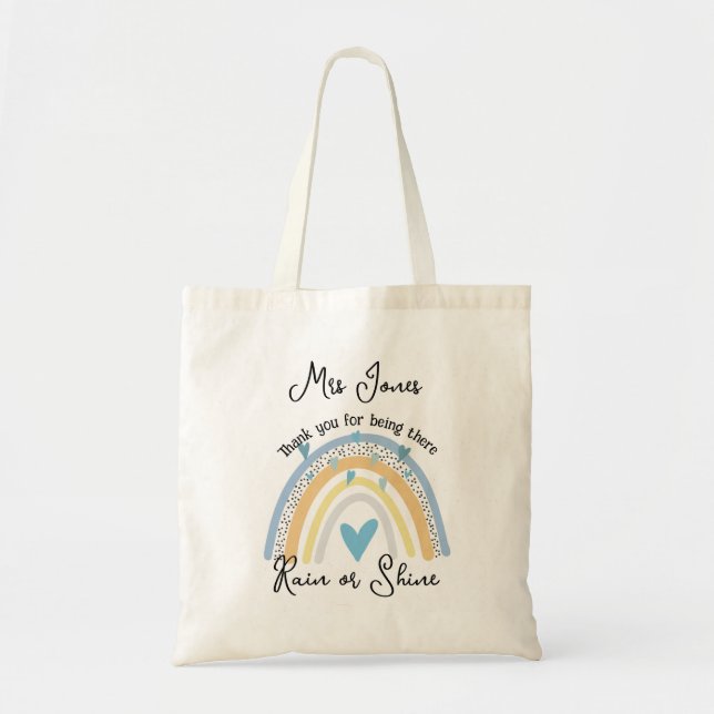 teacher thank you rainbow class gift retirement tote bag (Front)