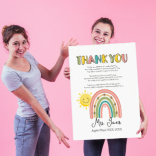 teacher thank you rainbow poem end of school card