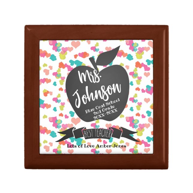 Teacher Thank you retirement gift keepsake trinket Box (Front)