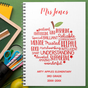 Teacher Thank You Retirement Notebook – Word Art 