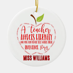 teacher thank you retirement word art apple ceramic ornament