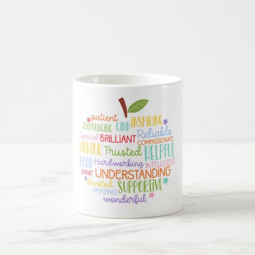 teacher thank you retirement word art apple coffee mug