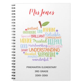 Teacher Thank You Retirement Word Art Apple Notebook by GenerationIns at Zazzle