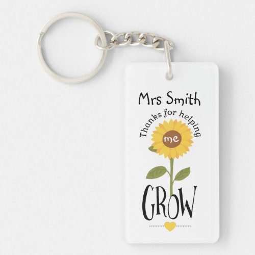 Teacher Thanks for helping us grow sunflower Keychain