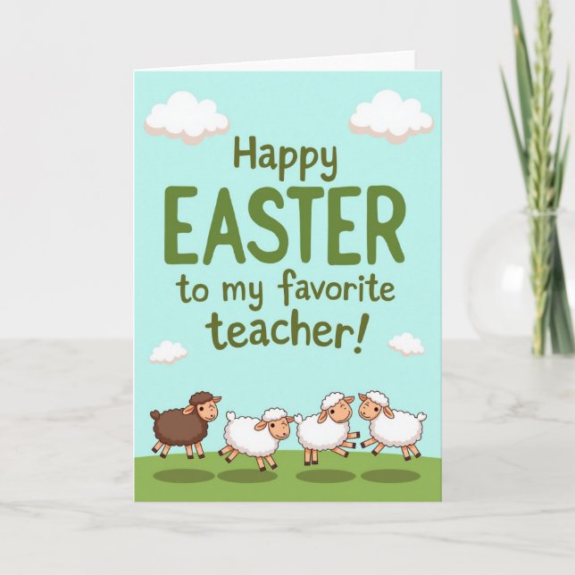 Teacher Thanks Sheep Scene Card (Front)