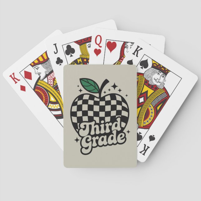 Teacher Third Grade 3rd Back to School Poker Cards (Back)