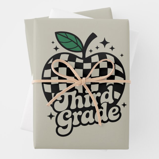 Teacher Third Grade 3rd Back to School Wrapping Paper Sheets (In situ)