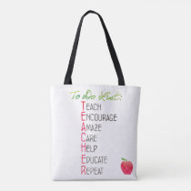 Teacher To do List Apple Watercolor Typography Tote Bag