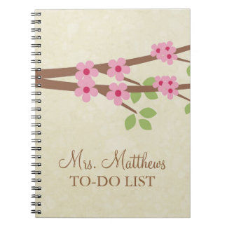 Teacher To Do List Notebook - Cherry Blossoms