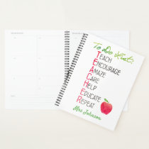 Teacher To Do List Personalized Watercolor Apple Planner