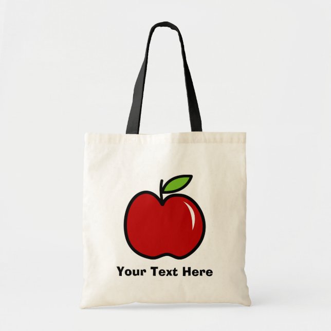 Teacher tote bag with red apple | Personalizable (Front)