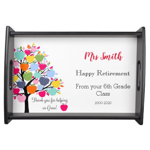 Teacher tree Thank You Happy retirement Tray