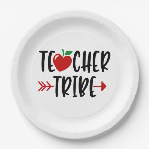 Teacher Tribe Apple And Arrow Paper Plates