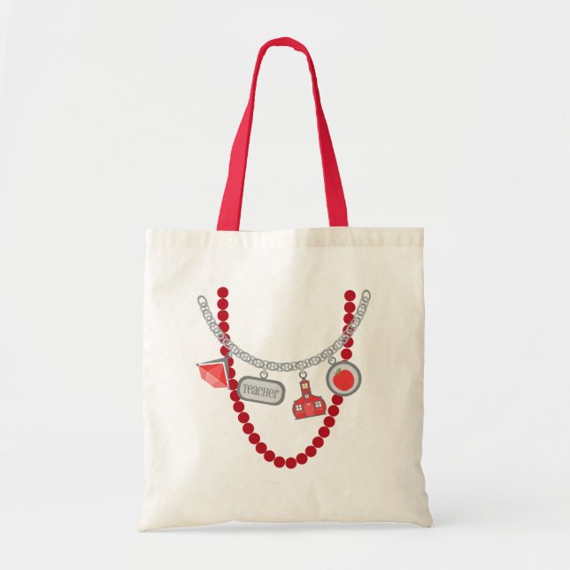 Teacher Trompe L'Oeil Charm Necklace & Beads Tote Bag (Front)