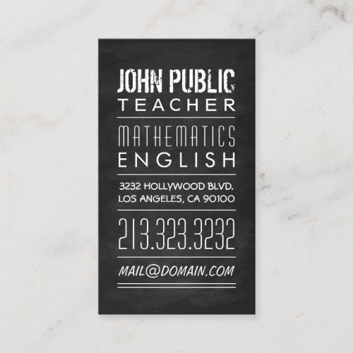 Teacher Tutor Chalkboard Business Card