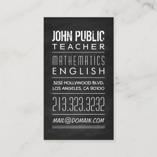 Customizable Teacher Tutor Chalkboard Business Card
