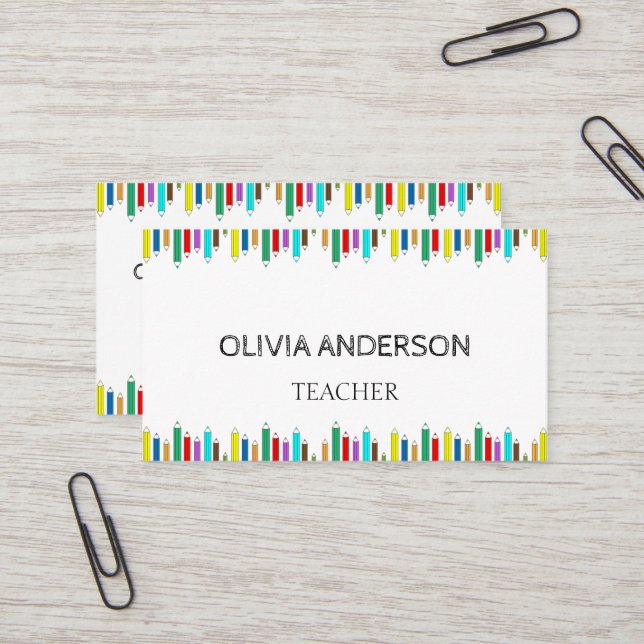 Teacher | Tutor White Business Cards (Front/Back In Situ)