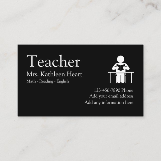 Teacher Tutoring Theme Business Card (Front)