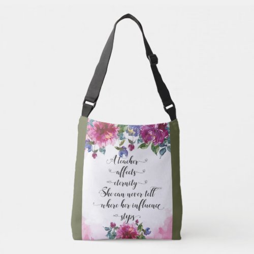 Teacher Typography Back to school Retirement Gift Crossbody Bag