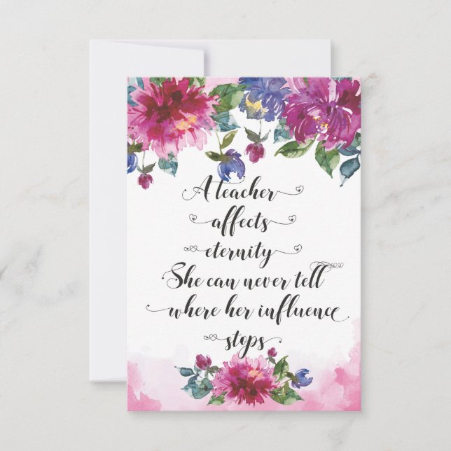 Teacher Typography Back to school Retirement Gift Thank You Card (Front)