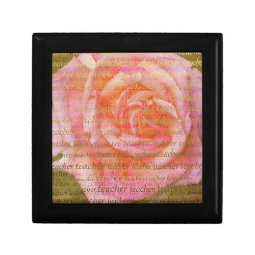 Teacher Typography  Large Rose 1 Jewelry Box