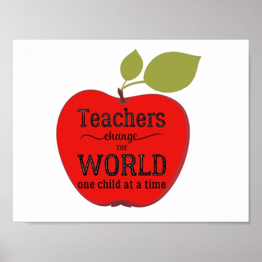 Teacher typography quote red apple inspirational poster | Zazzle.com