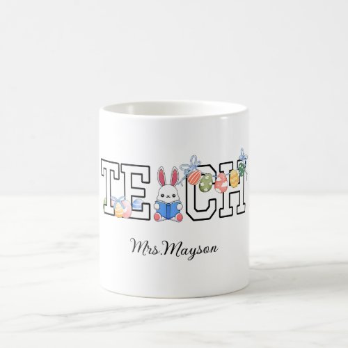 TeacherUnique Easter Bunny and Book  Coffee Mug