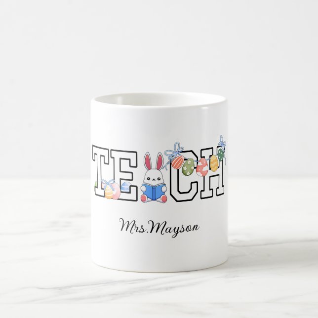 Teacher&Unique Easter Bunny and Book  Coffee Mug (Center)