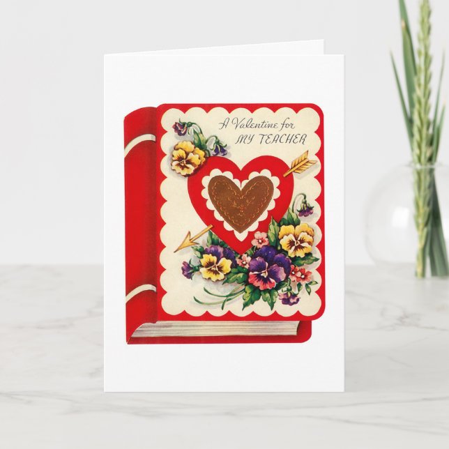 Teacher Valentine Book Holiday Card (Front)