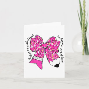 Teacher Valentine Coquette Bow Pencil  Card