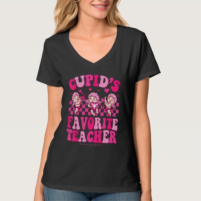 Teacher Valentines Day Cupidu2019s Favorite Teache T-Shirt (Front)
