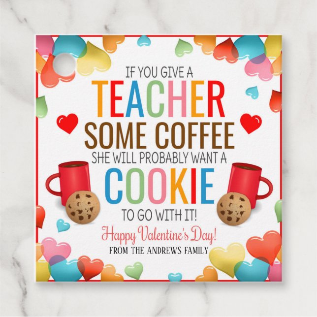 Teacher Valentine's Day Favor Tags (Front)