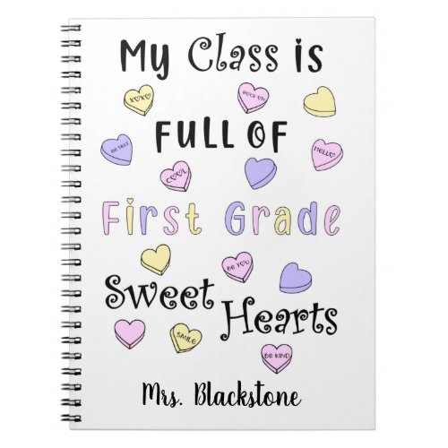 Teacher Valentines Day First Grade Sweethearts Notebook