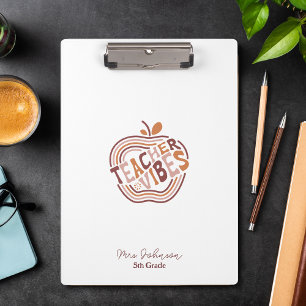 Teacher Vibes Boho Apple Appreciation Gift Clipboard