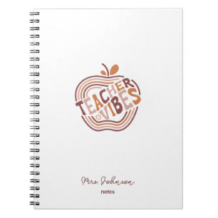 Teacher Vibes Boho Apple Personalized Appreciation Notebook
