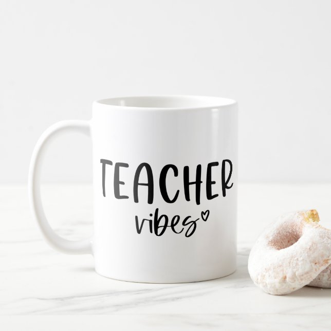 Teacher Vibes Coffee Cup, Cute Gift for Teachers Mug (With Donut)