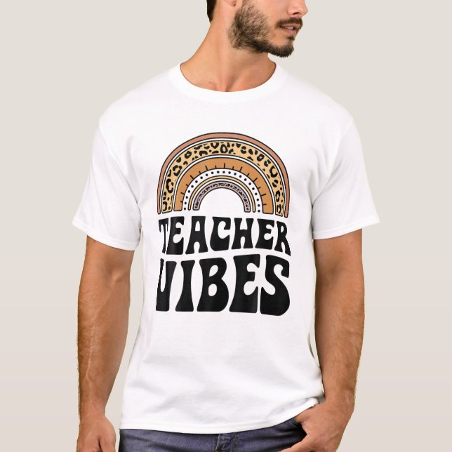 Teacher Vibes First Day Back To School Leopard Rai T-Shirt (Front)