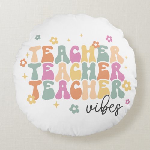 Teacher Vibes Groovy Classroom Decor Pillow Gift