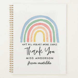 Teacher watercolor rainbow cute modern planner