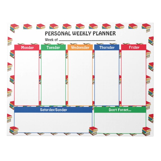 Teacher WEEKLY TO DO LIST | BOOKS Tear Away Notepad (Front)