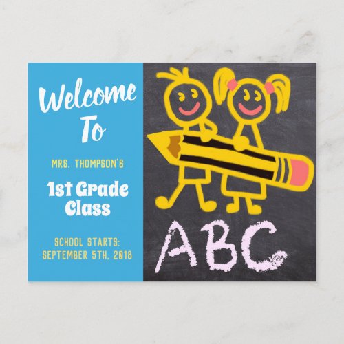 Teacher Welcome Back To School Chalkboard Letters Postcard