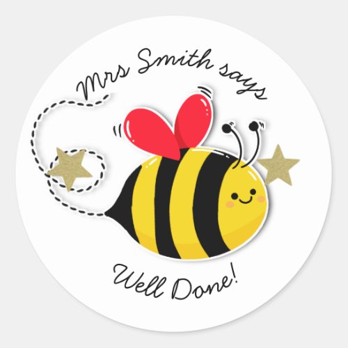 Teacher well done classic round sticker